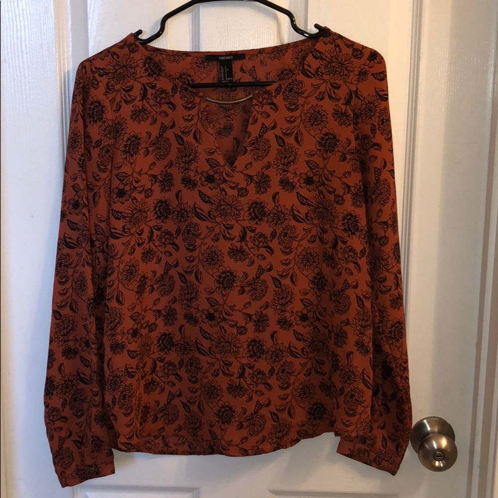 Forever 21 Cutout Floral Blouse